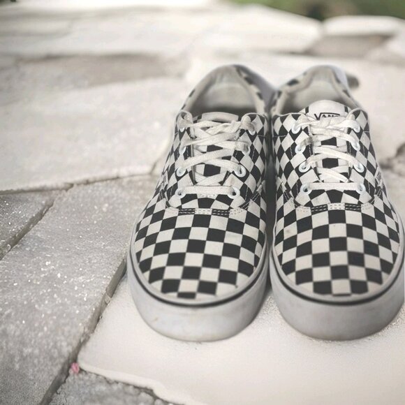 Men's VANS  Black /White  Checkerboard Canvas Sneakers Shoes Women's Size 10 - Picture 3 of 8